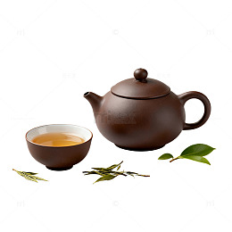 紫砂壶茶杯茶叶静物