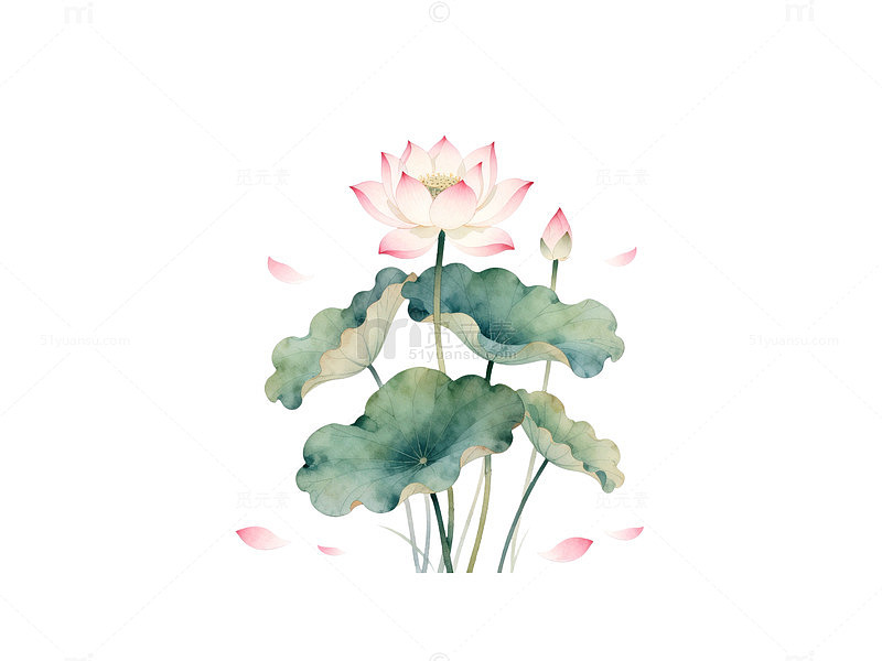 水墨荷花淡雅意境插画