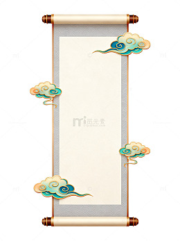 古风卷轴祥云图案装饰素材