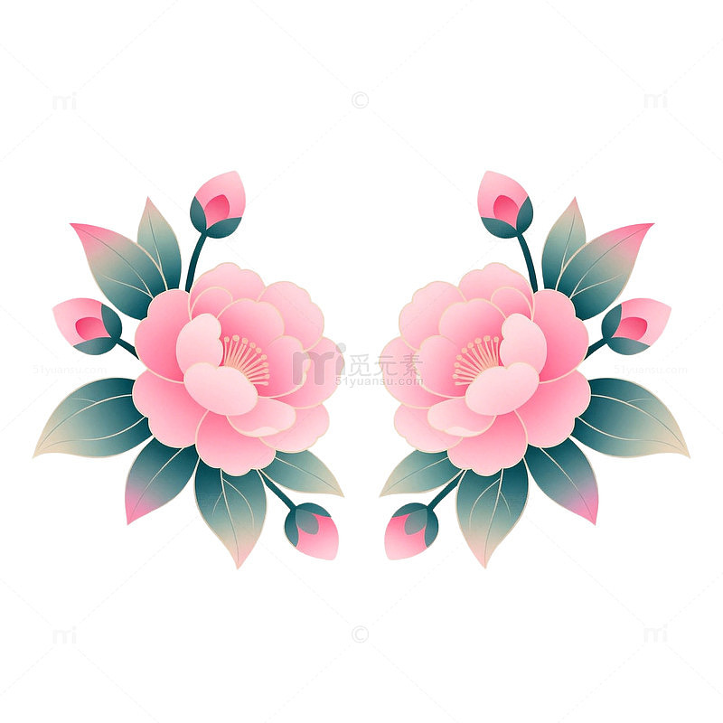 对称花卉装饰图案设计素材