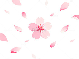 樱花飘落浪漫春天插画