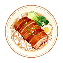 水彩美食面条插画