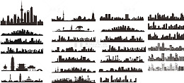 现代城市天际线建筑高楼大厦剪影