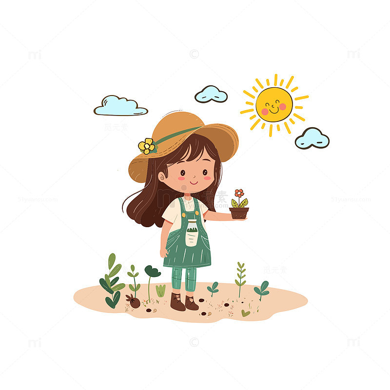 儿童节卡通女生元素