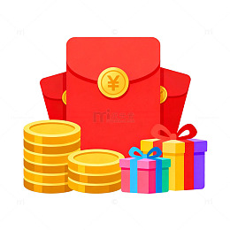 红包礼品卡通插画