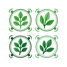 绿色植物图案装饰设计元素