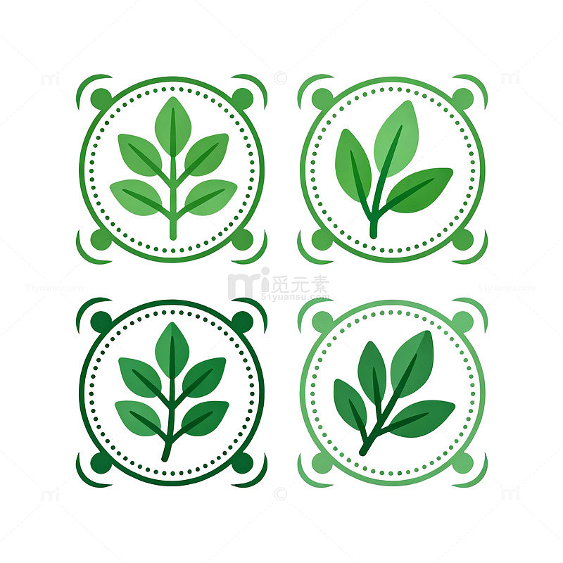绿色植物图案装饰设计元素