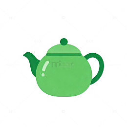 绿色茶壶图标矢量图