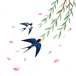 燕子飞舞春日风光插画