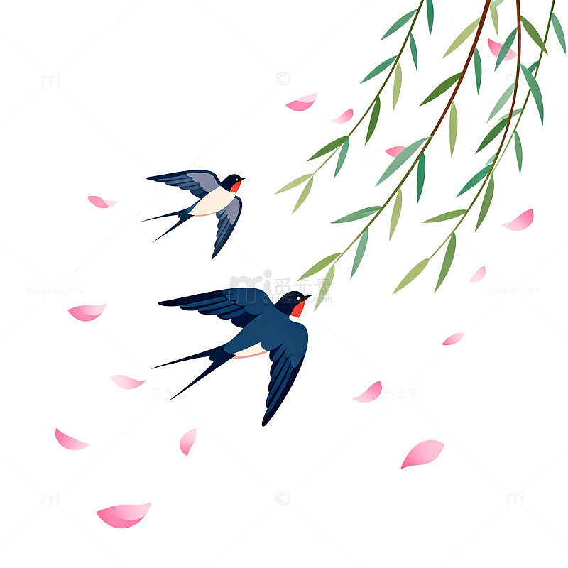 燕子飞舞春日风光插画