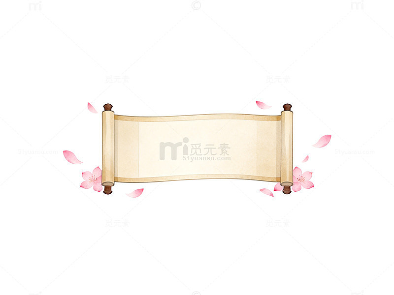 古风卷轴樱花装饰设计元素