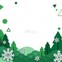 绿色森林雪花节日背景