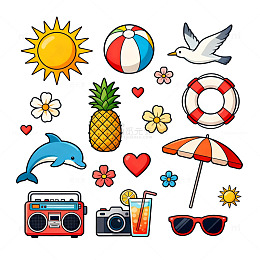 夏日海滩度假贴纸合集