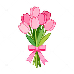 卡通郁金香花束插画