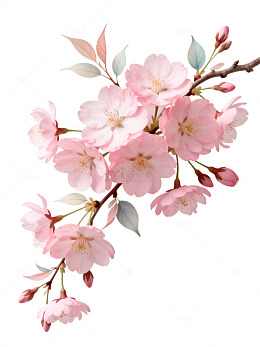樱花盛开水彩画