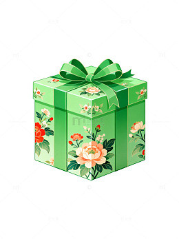 绿色礼品盒花卉图案设计