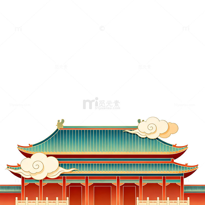 古风宫殿建筑插画