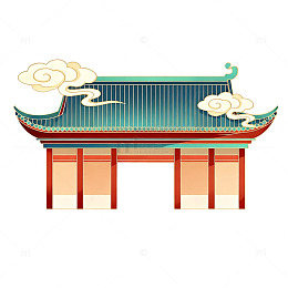 传统东方建筑插画