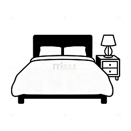 黑白简笔画卧室家具设计图