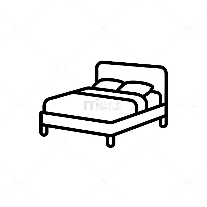简约线条床具矢量图