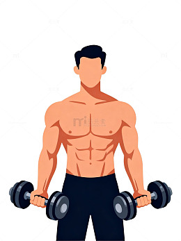 健身插画肌肉男训练矢量图