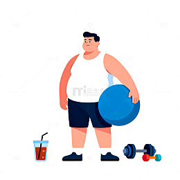 健身卡通人物插画