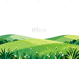 卡通风格草地山丘背景
