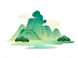 山水风景插画矢量图