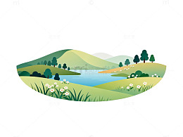 田园风光山水插画
