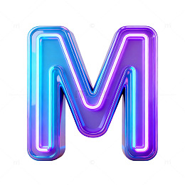 霓虹色彩字母M设计元素