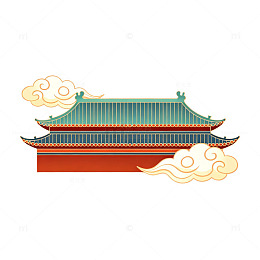 中国风古建筑图案插画