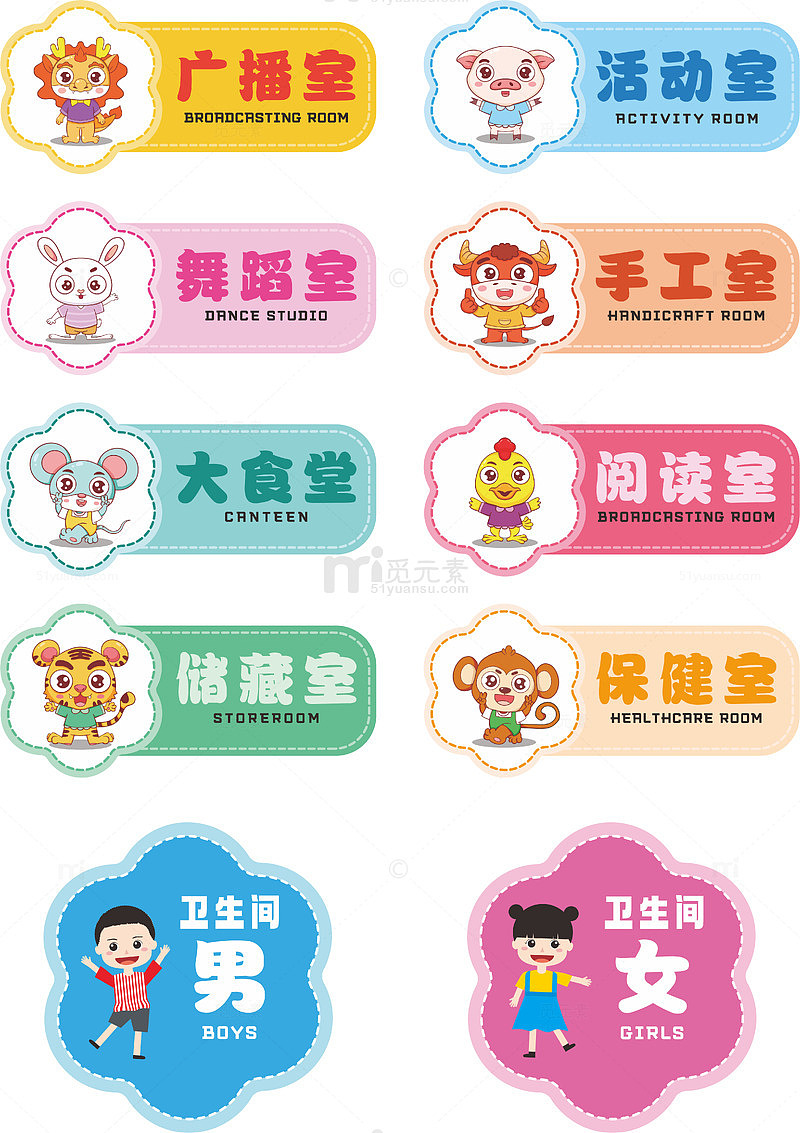创意卡通动物幼儿园班级门牌科室牌