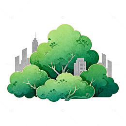 城市绿化插画