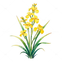 黄菖蒲花卉插画设计素材