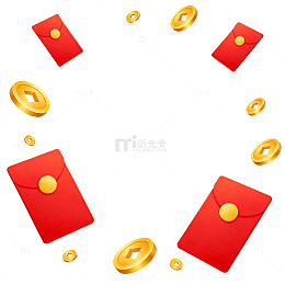 红色红包金币装饰图案