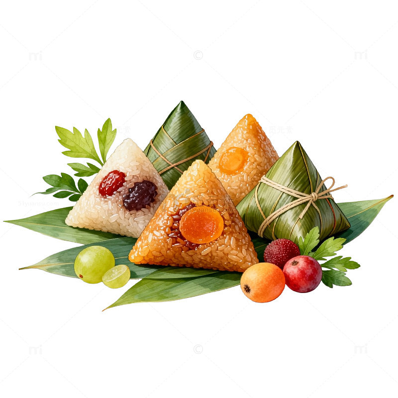 端午粽子美食静物插画
