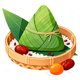 端午节粽子插画风格食材组合