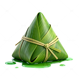 绿色粽叶包裹美食插画
