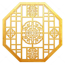 金色中式镂空窗格装饰图案