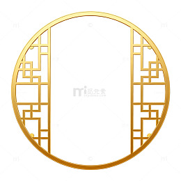金色中式窗格装饰图案