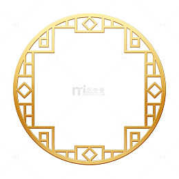 金色圆形传统花纹边框装饰素材