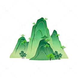 绿色山水插画