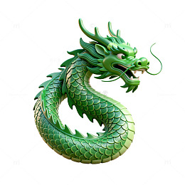 绿色卡通龙形象插画