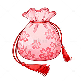 粉色花朵束口袋插画素材