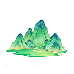 国潮风山水画艺术插画