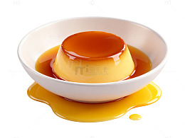 白色碗装焦糖布丁美食
