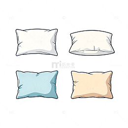 卡通风格枕头插画设计素材