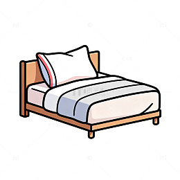 简约风格床铺插画素材