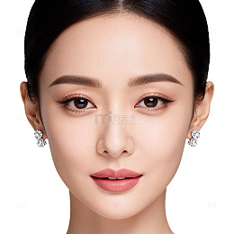 精致妆容女性肖像素材