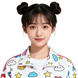 可爱双丸子头少女写真